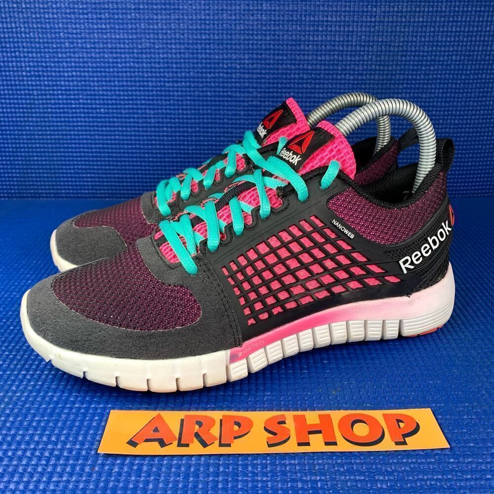 🔴 REEBOK Z RATED NANOWEB Women's Size 6.5 Black Pink Running Shoes M44713